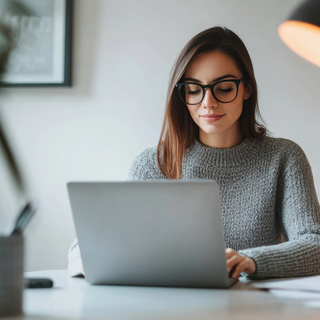 Focused woman working on a laptop—single-task concentration, fewer distractions.