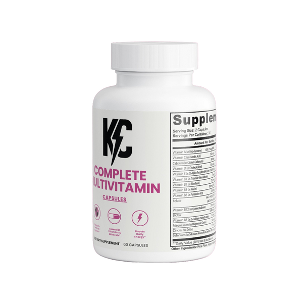 KC Complete Multivitamin bottle front view with label highlighting essential vitamins and minerals.